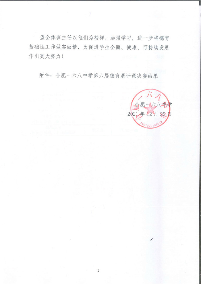 合168【2021】40号-关于合肥一六八中学第六届德育展评课比赛结果的表彰决定_01.jpg